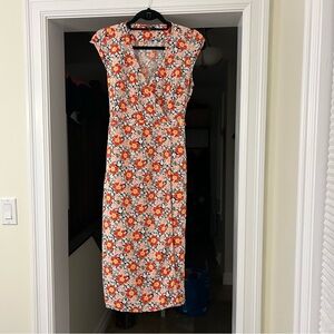 J. Crew Orange/White Floral Wrap Dress